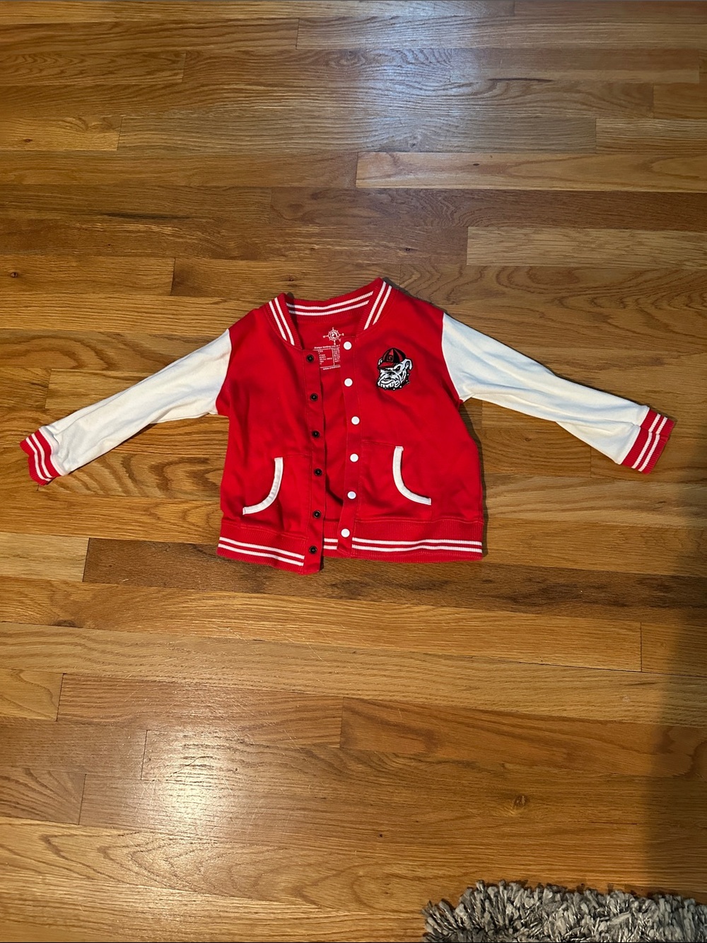 Kids Red and White UGA Bulldogs Varsity Jacket - Classic Letterman Style